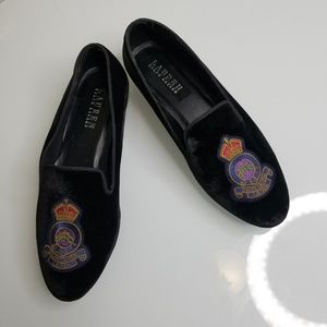 Ralph Lauren velvet embroidered slippers flats